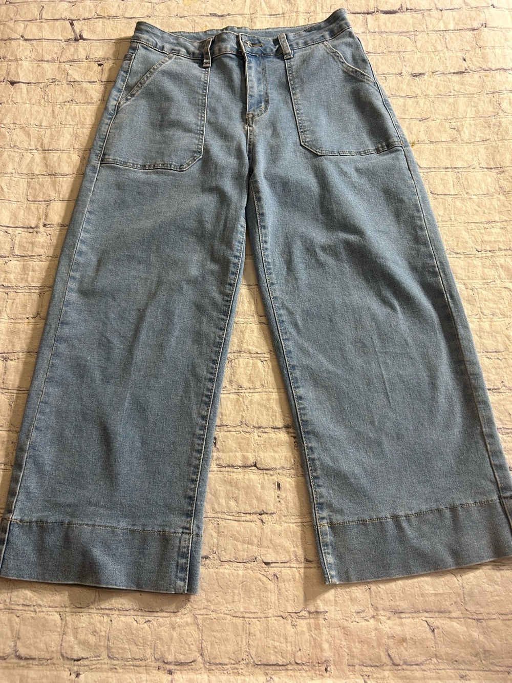 ROADKNIGHT BLUE WOMEN’S CROPPED HIGH-RISE RETRO LEG DENIM FRONT & BACK POCKETS M